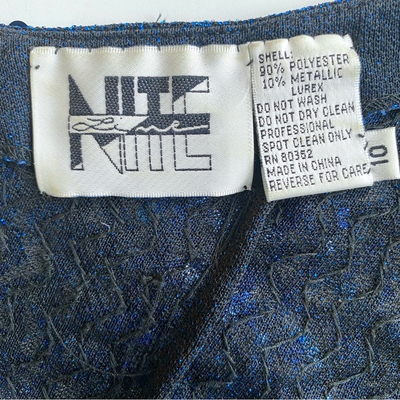 Vintage 90s Blue Sequin Mini Dress 10 Low Back Sleeveless Dopamine Glam Bodycon - Picture 8 of 9